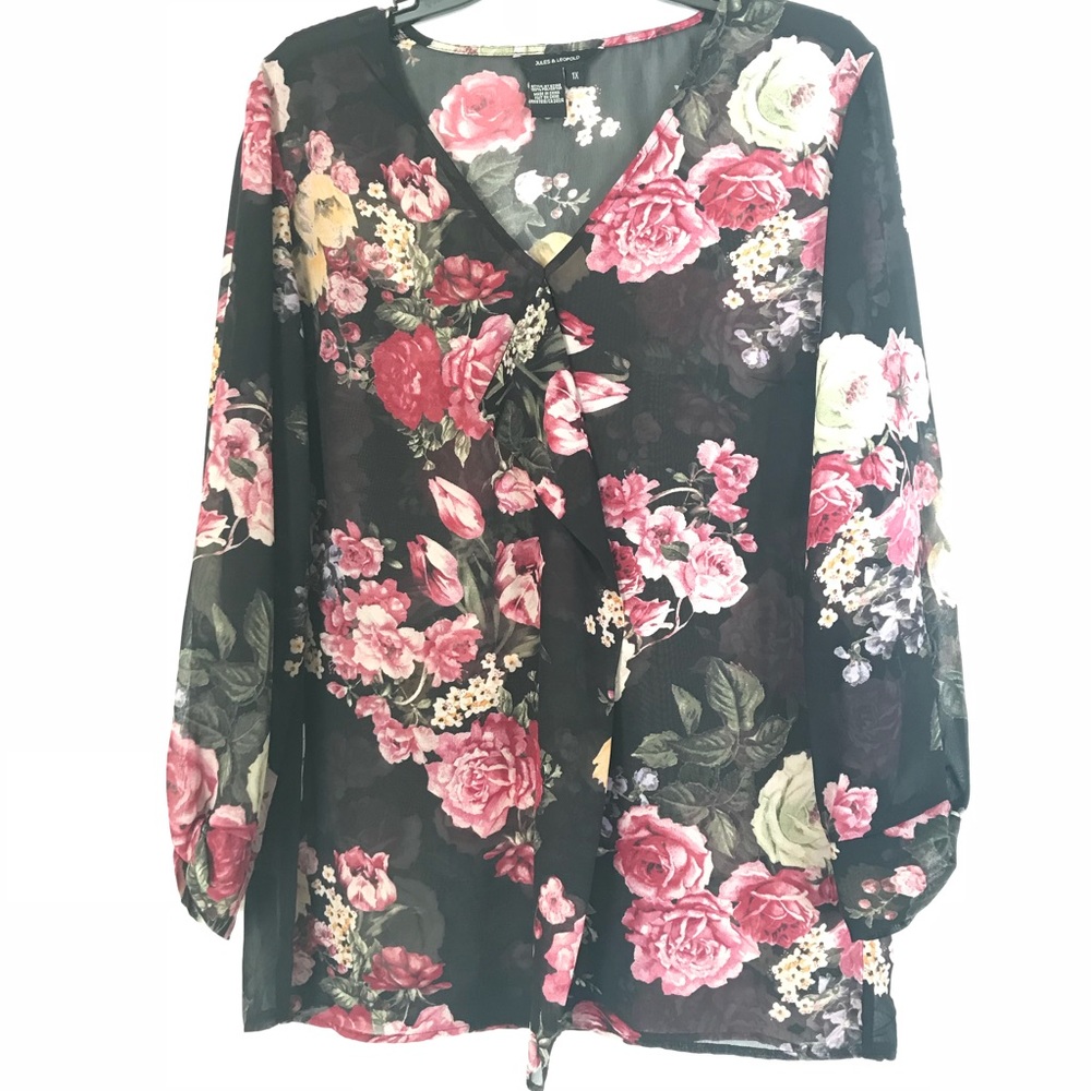 Jules & Leopold Sheer Floral Blouse